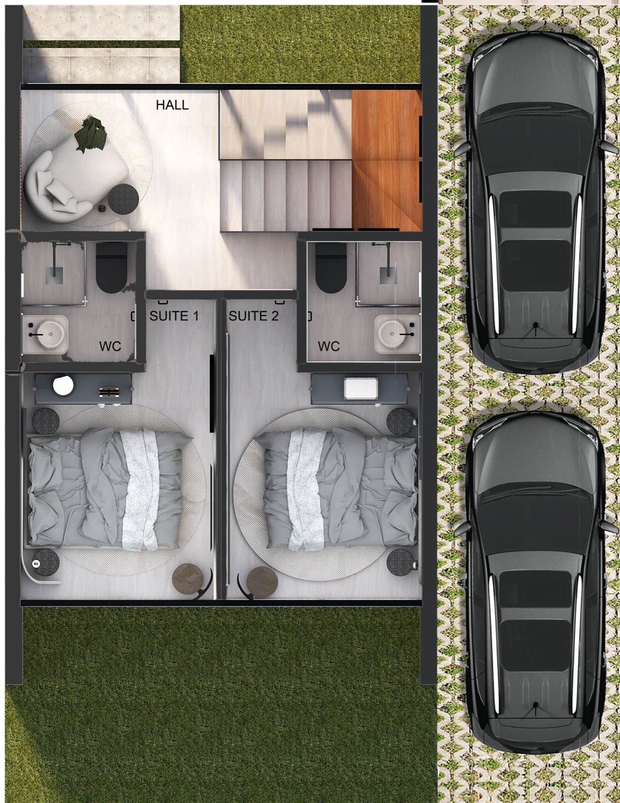 Casa 2 suítes piso inferior