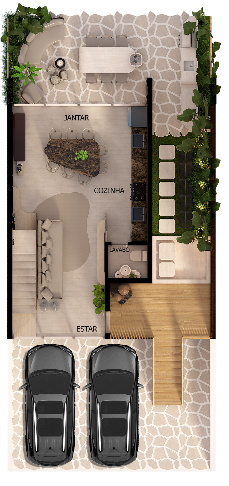 Casa 3 suítes piso superior